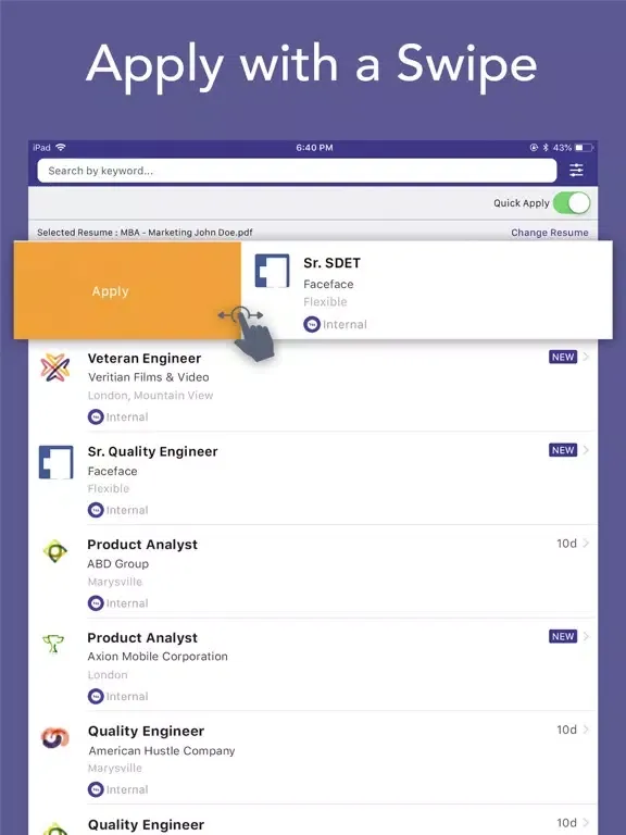 VMock Jobs - Smart Job Search iPad  Screenshots