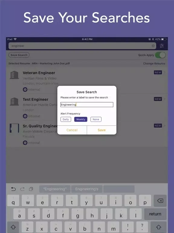 VMock Jobs - Smart Job Search iPad  Screenshots