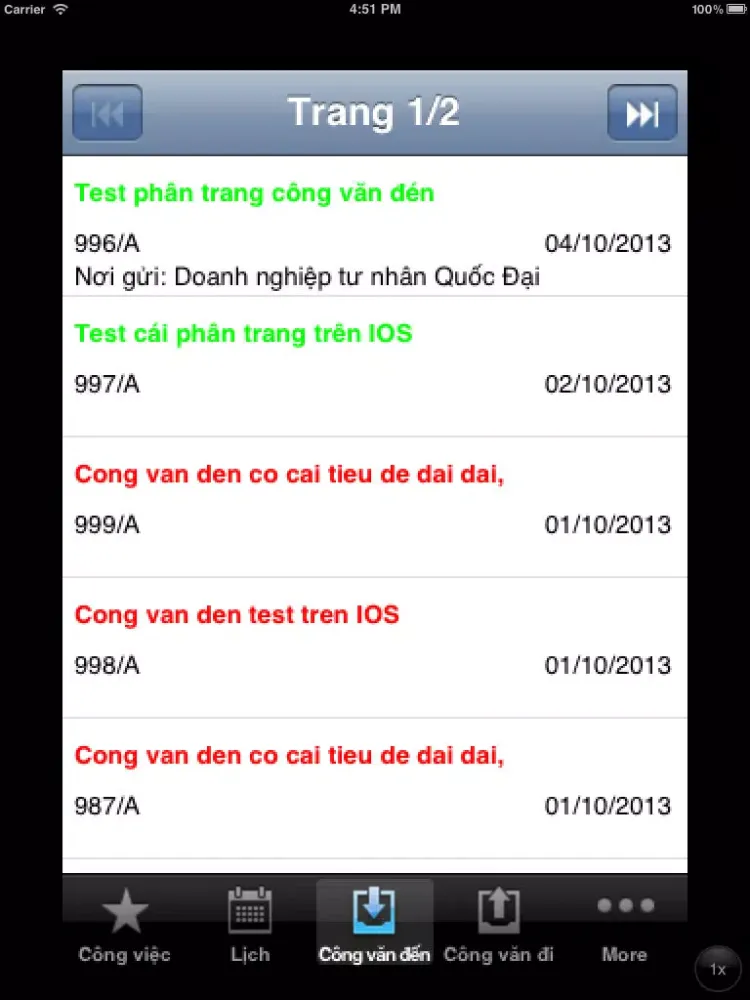 Zrzuty ekranu Dosoft Office - Văn phòng thông minh iPad 