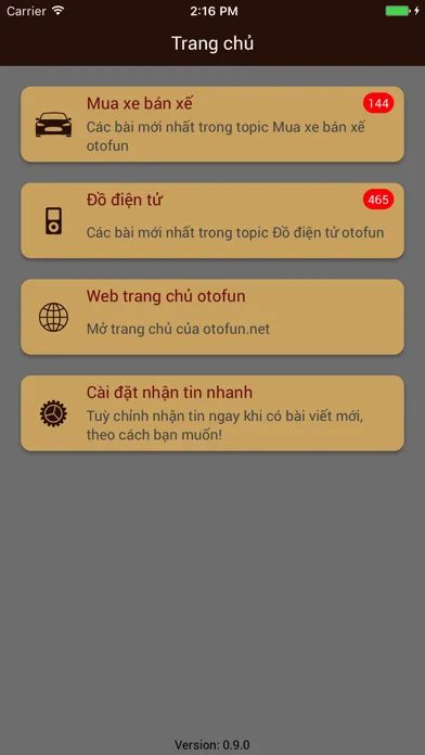 Tangkapan skrin otofun++ nhận tin mua bán xe