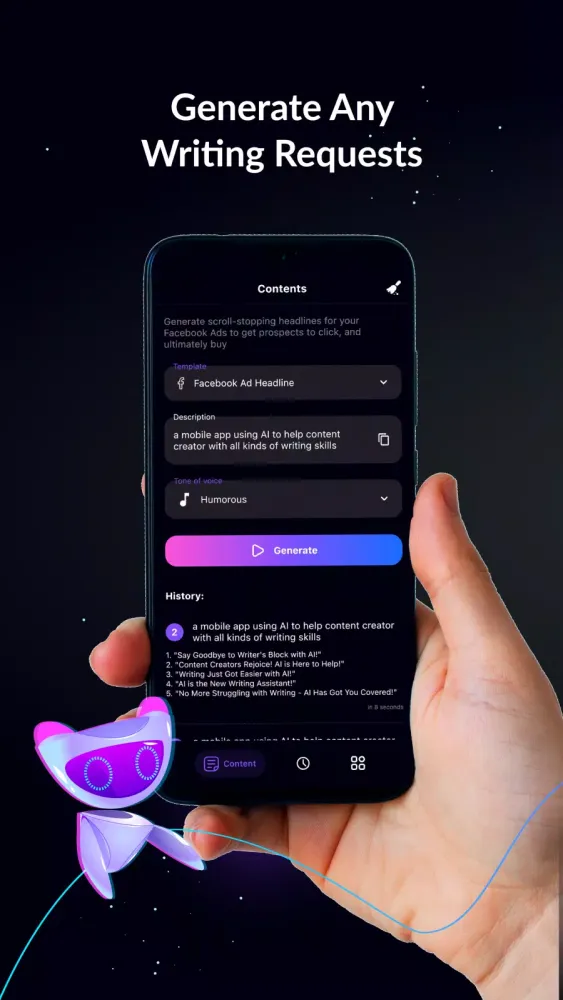 Capturas de tela do Jape AI Writing Assistant