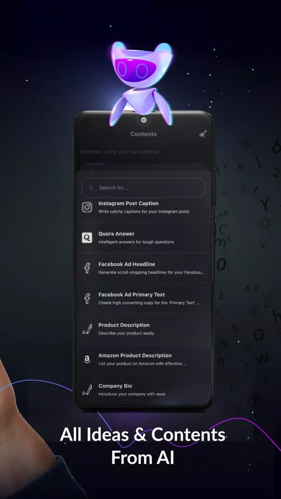 Capturas de tela do Jape AI Writing Assistant