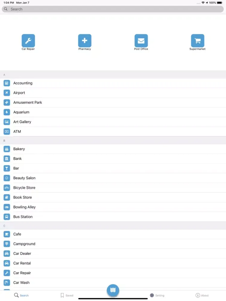 Tangkapan skrin Search4Place iPad 