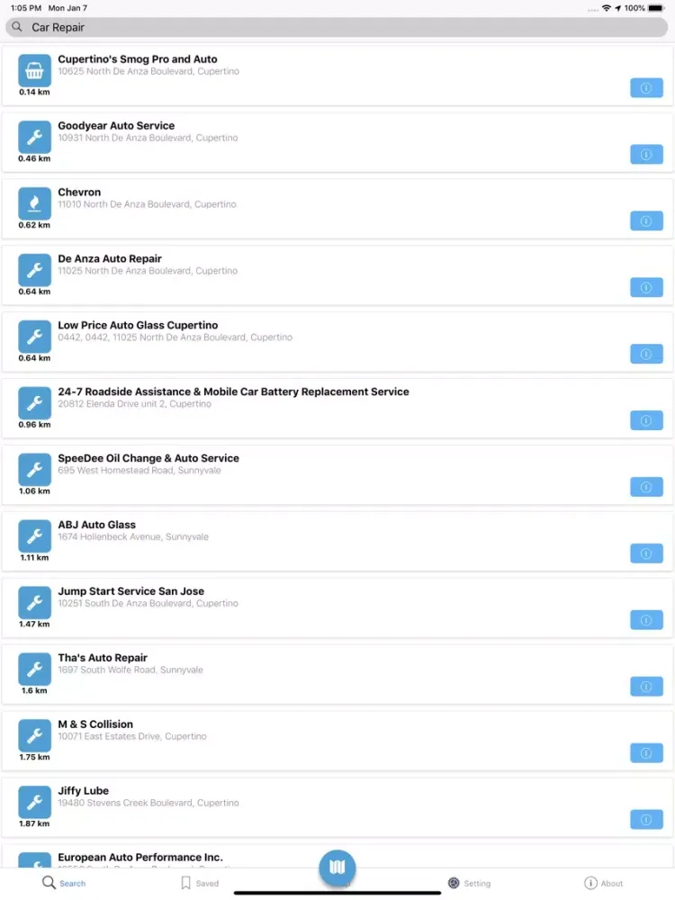 Tangkapan skrin Search4Place iPad 