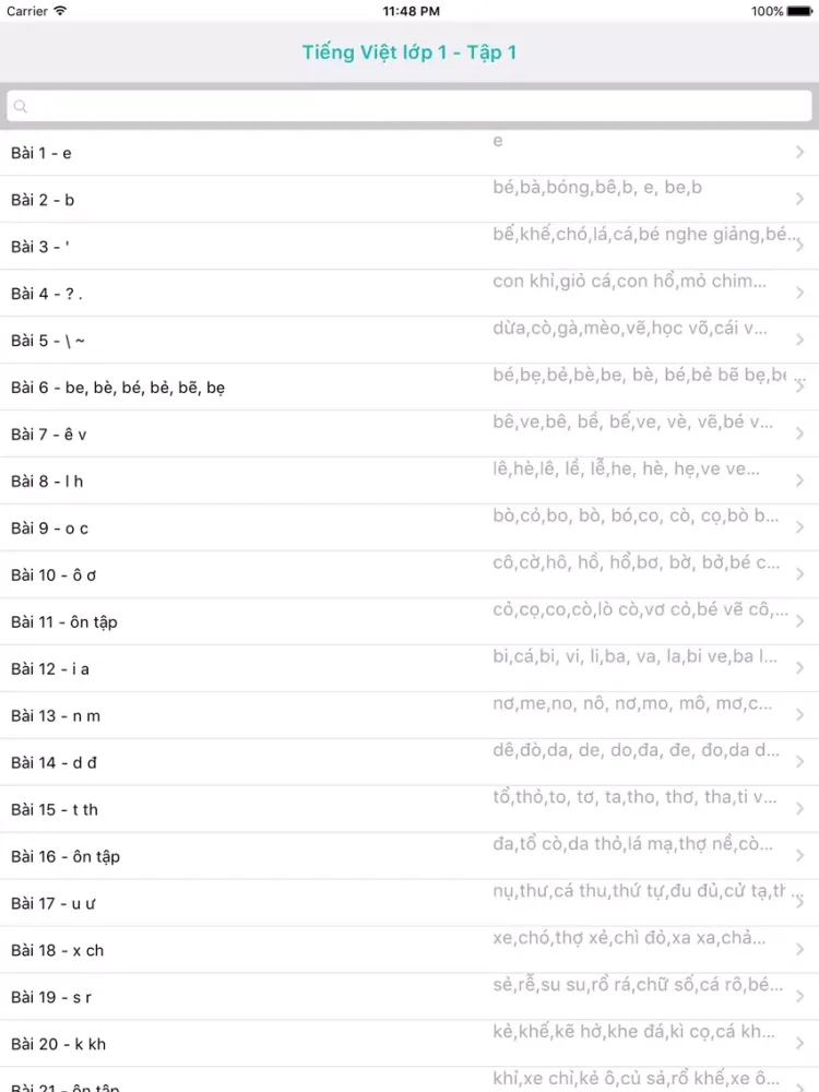 Tieng Viet Lop 1 - Tap 1 iPad  Screenshots