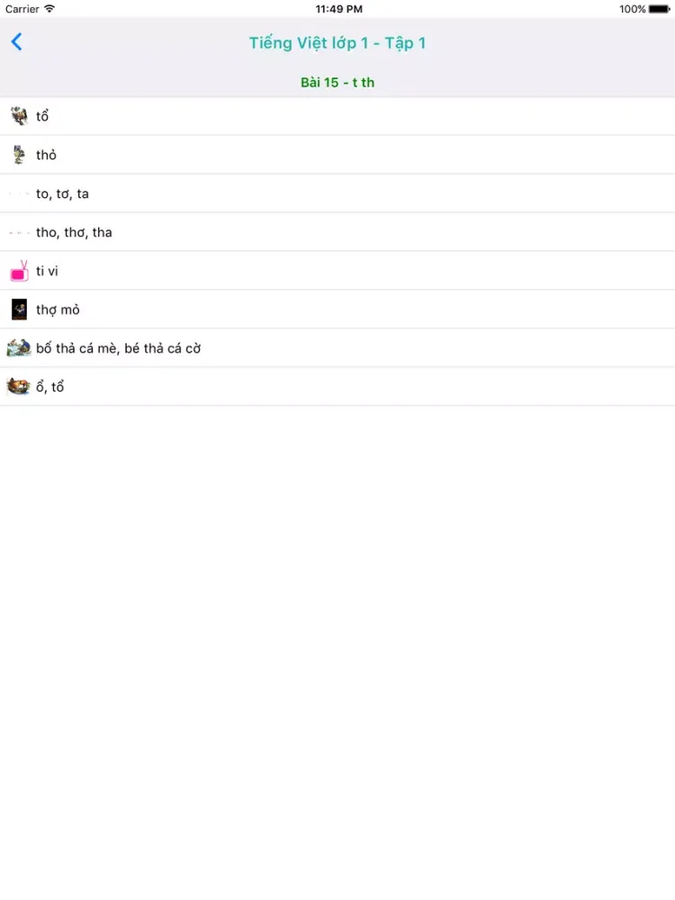 Tieng Viet Lop 1 - Tap 1 iPad  Screenshots