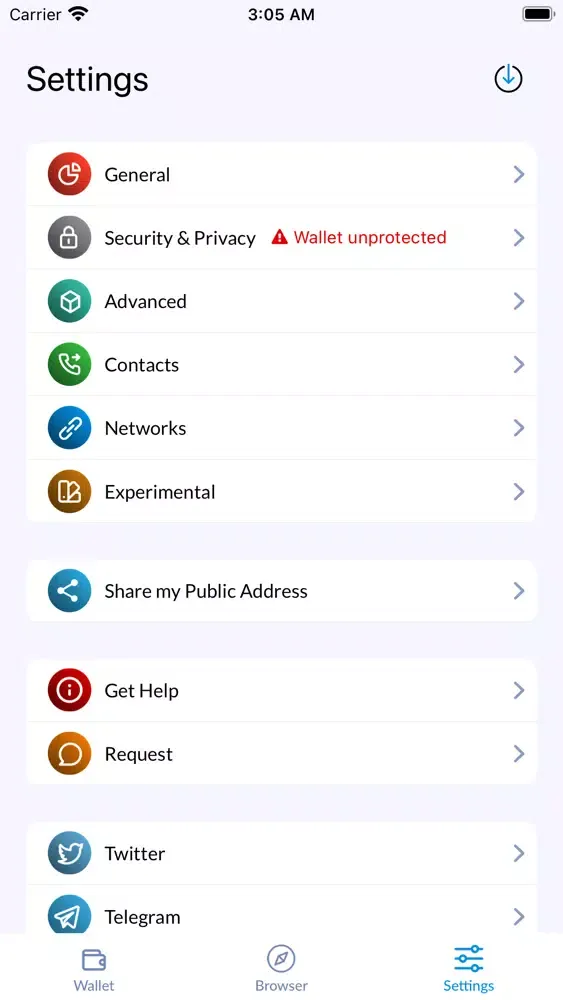 Tangkapan layar Antex - Blockchain Wallet