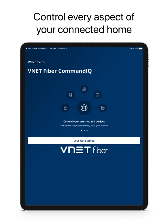 Tangkapan layar VNET Fiber CommandIQ iPad 