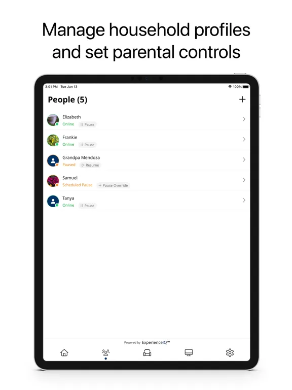 Tangkapan layar VNET Fiber CommandIQ iPad 