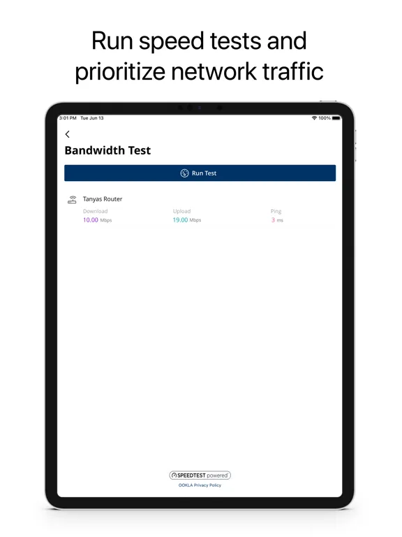 Tangkapan layar VNET Fiber CommandIQ iPad 