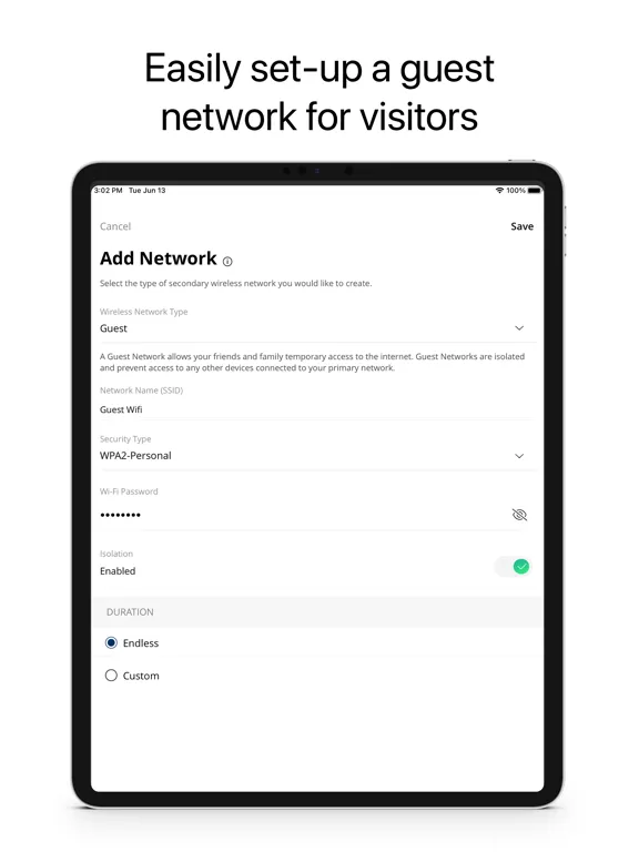 Tangkapan layar VNET Fiber CommandIQ iPad 