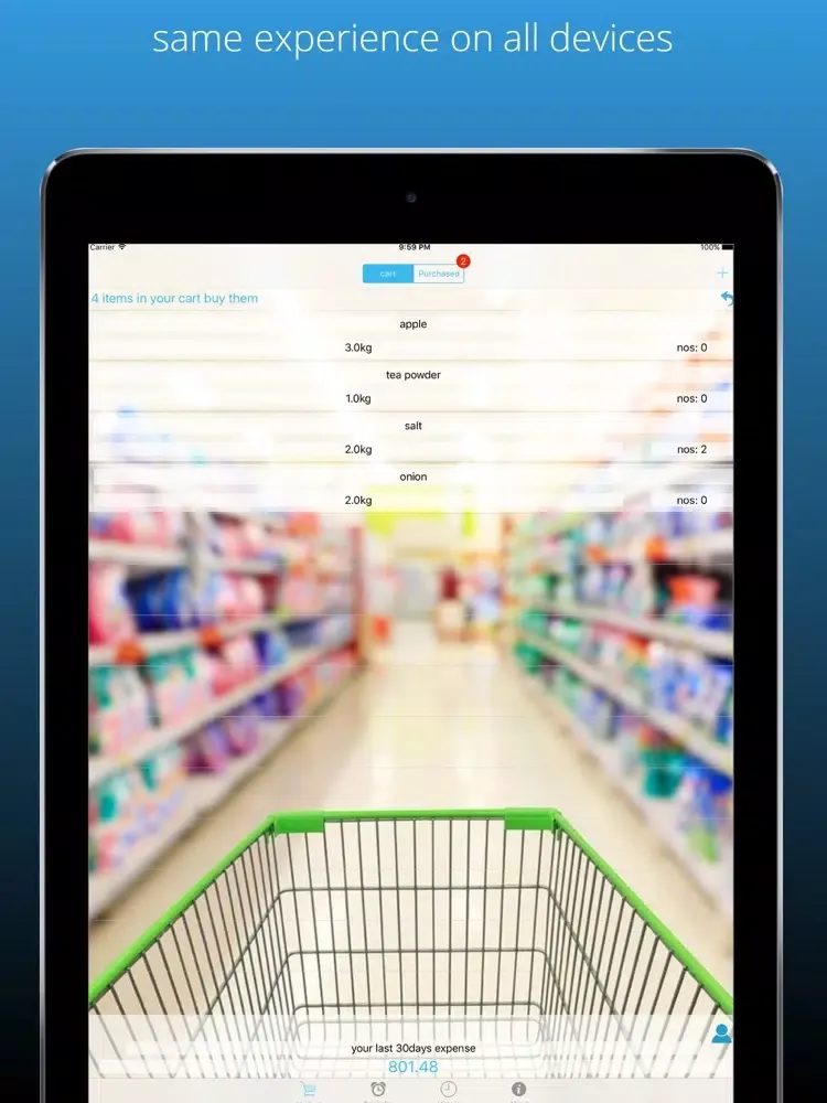 Shopping Cart Expense Tracker iPad 應用截圖