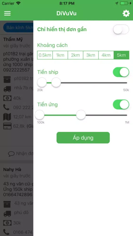 Capturas de tela do IKI - kết nối vận chuyển
