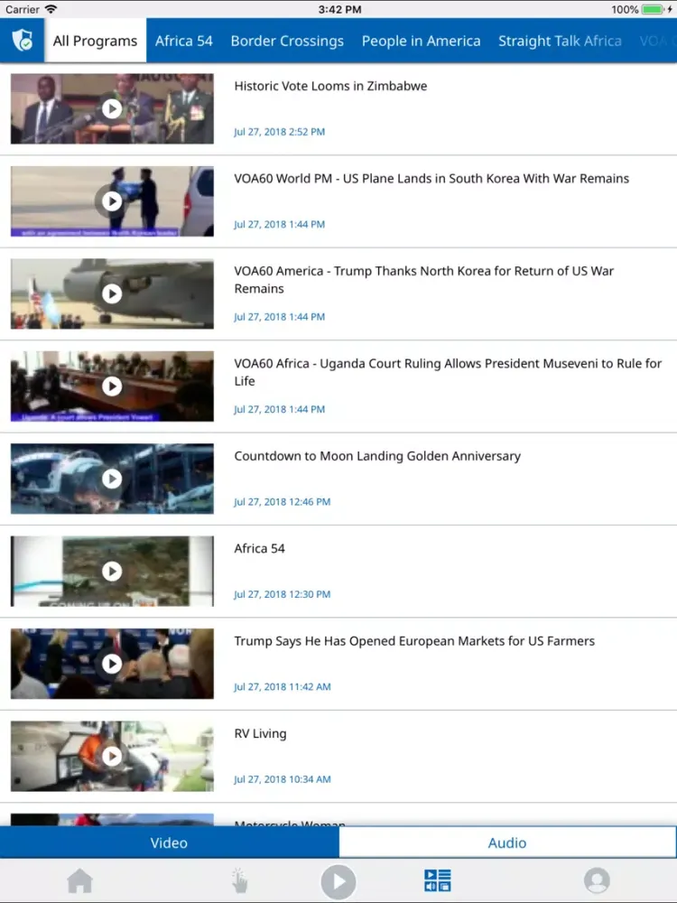 Capturas de tela do VOA News English iPad 