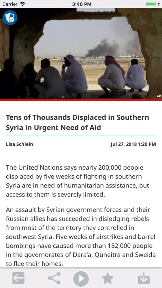 Capturas de tela do VOA News English