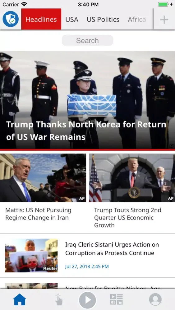 Capturas de tela do VOA News English