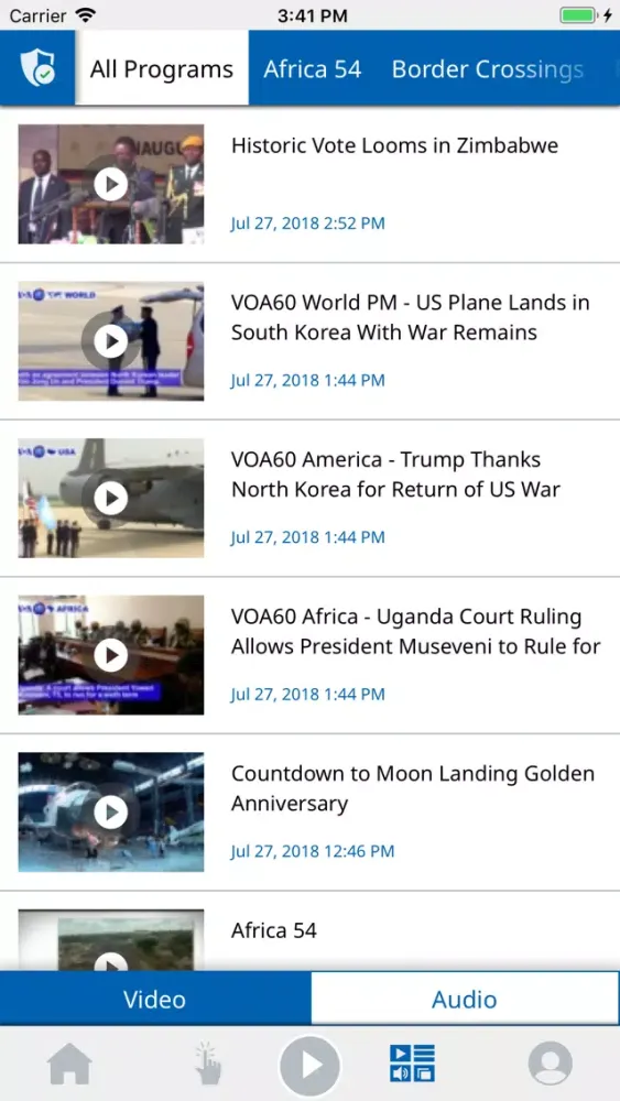 Capturas de tela do VOA News English