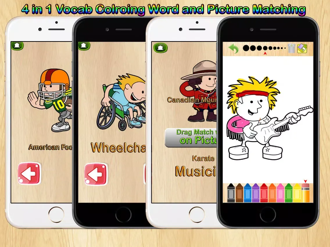 Zrzuty ekranu 4 in 1 English Vocabulary Coloring iPad 
