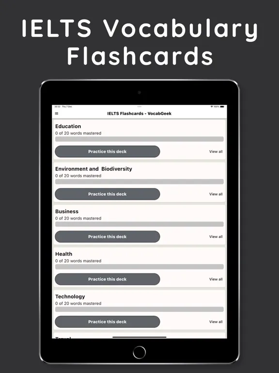 ภาพหน้าจอของ IELTS Vocabulary - Flashcards iPad 