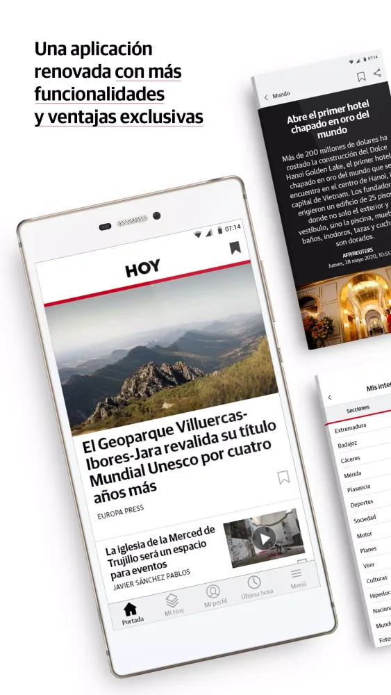 Capturas de tela do HOY