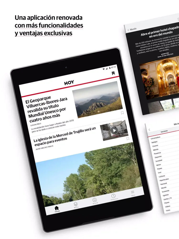 Capturas de tela do HOY