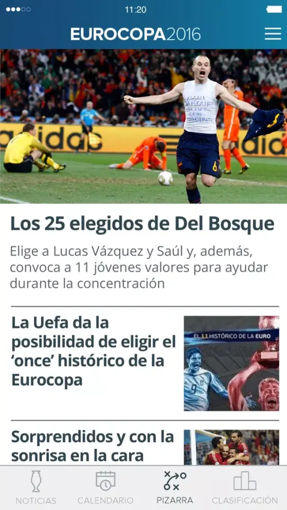 Capturas de tela do La Voz Digital para Euro2016