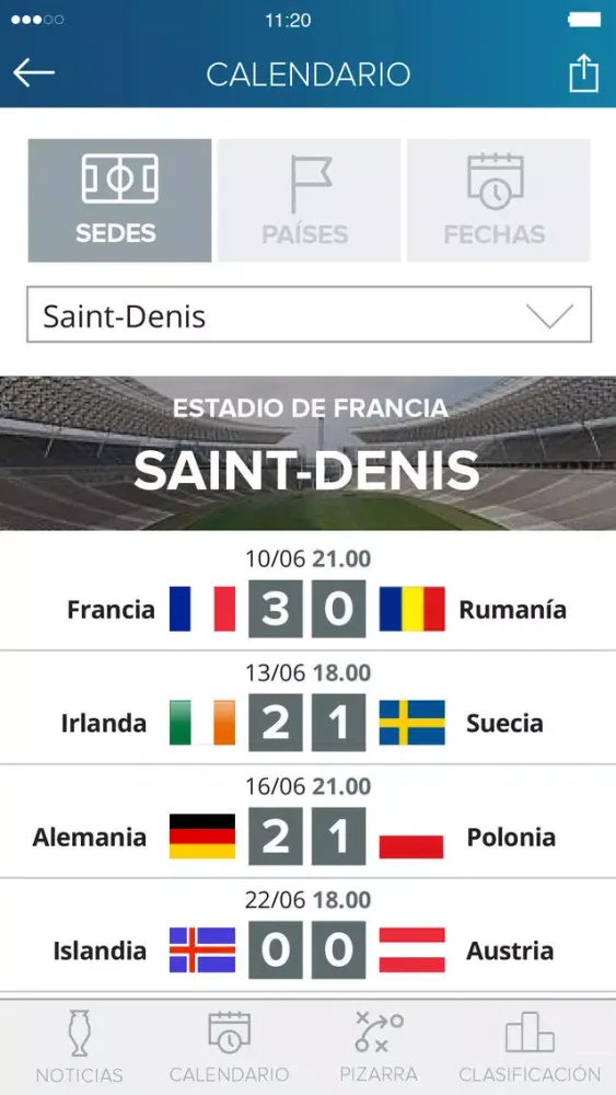 Capturas de tela do La Voz Digital para Euro2016