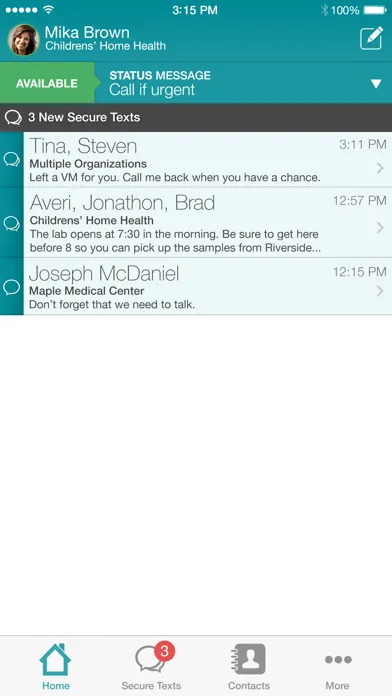 Vocera Secure Texting Screenshots