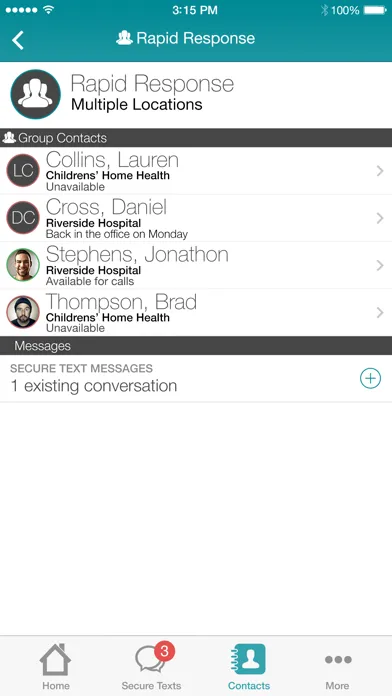 Vocera Secure Texting Screenshots