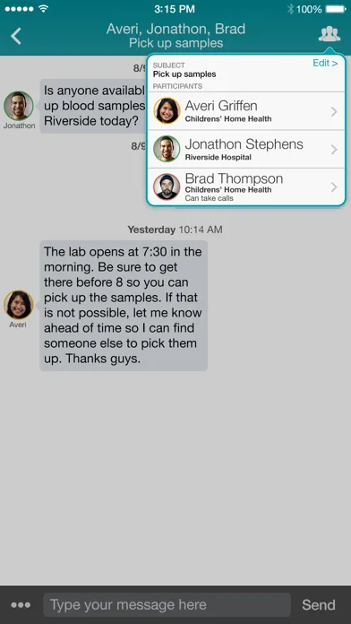 Vocera Secure Texting Screenshots