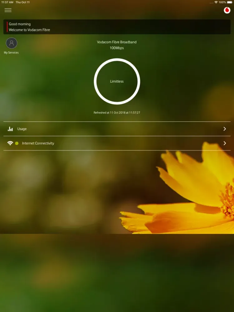 Capturas de pantalla de My Vodacom Fibre iPad 