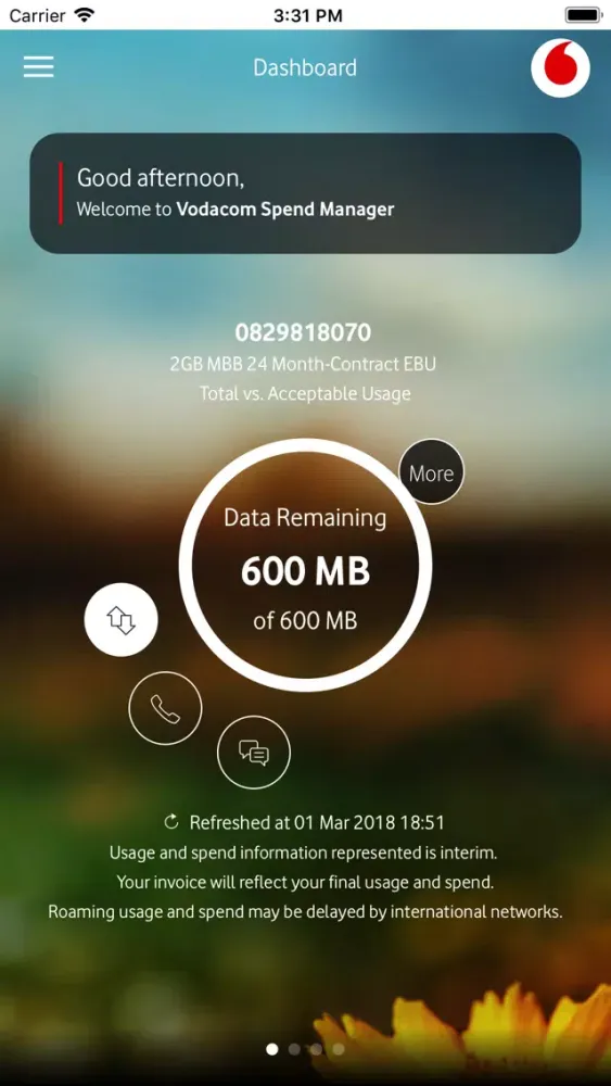 Capturas de pantalla de Vodacom Spend Manager
