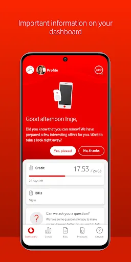 Capturas de tela do My Vodafone
