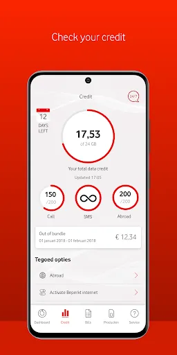 Capturas de tela do My Vodafone
