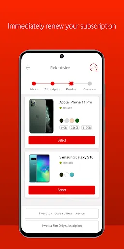 Capturas de tela do My Vodafone
