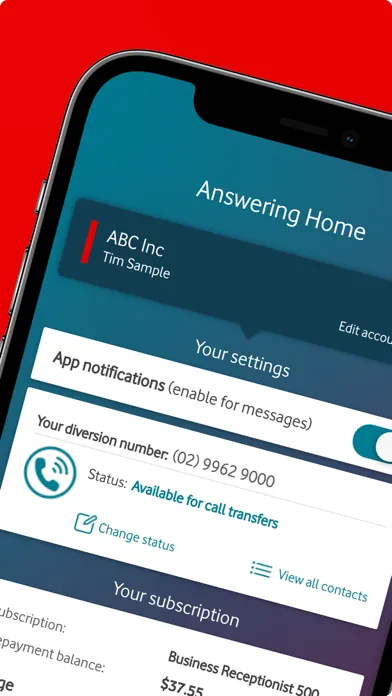 Zrzuty ekranu Vodafone Business Answering