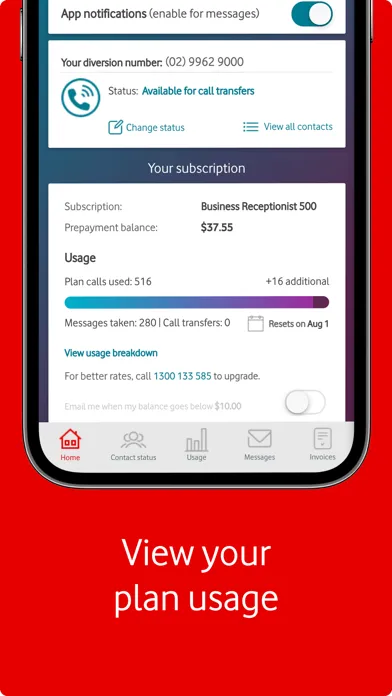 Zrzuty ekranu Vodafone Business Answering