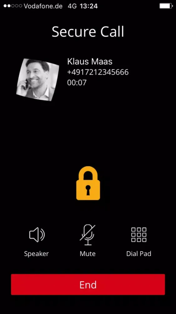 Tangkapan layar Vodafone Secure Call