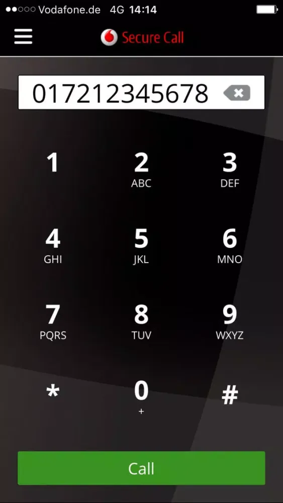 Tangkapan layar Vodafone Secure Call