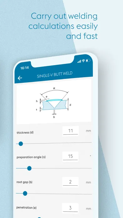 voestalpine Welding Calculator Screenshots