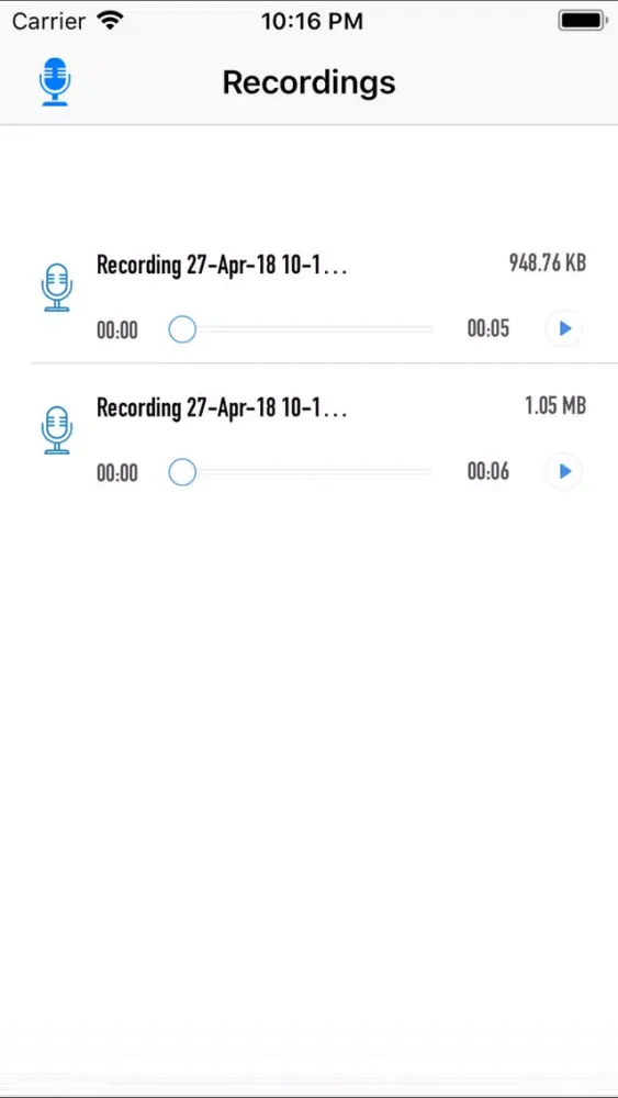 Captures d'écran de Voice Recorder in iPhone