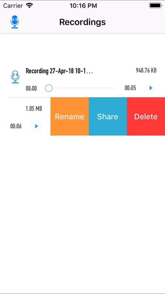 Captures d'écran de Voice Recorder in iPhone
