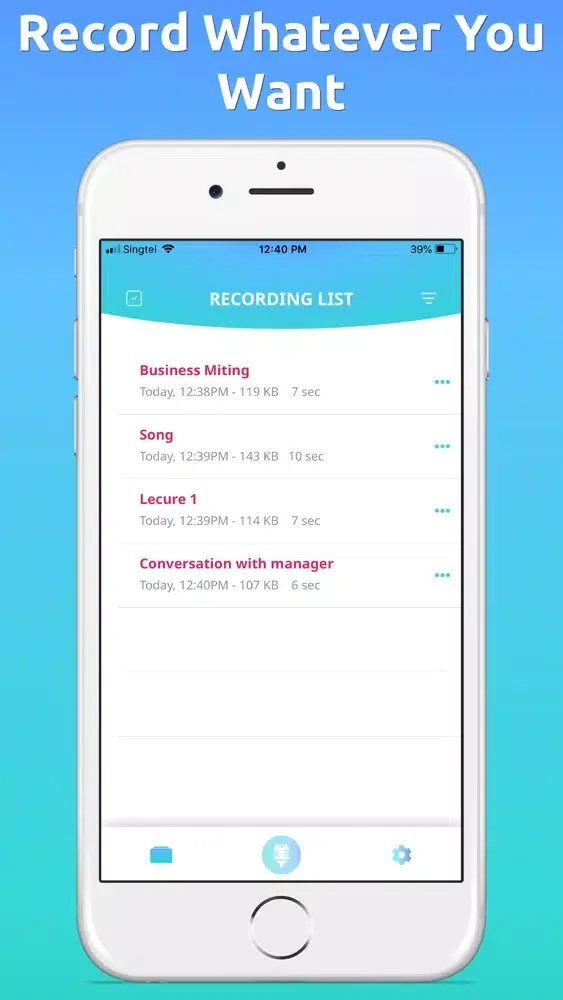 Voice Note Taking Screenshots
