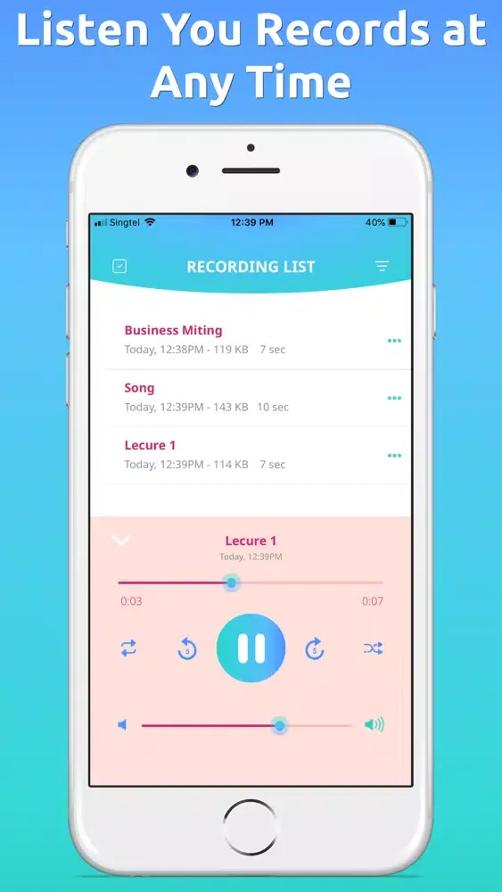 Voice Note Taking Screenshots