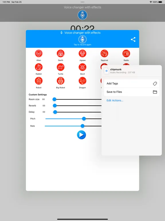Voice Changer With Echo Effect iPad  سکرین شاٹس