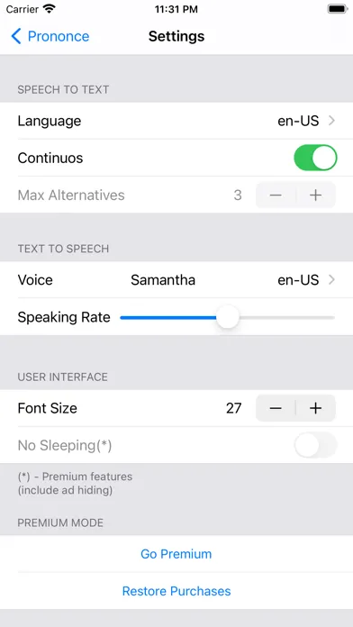 Tangkapan skrin Pronunciation checker Prononce