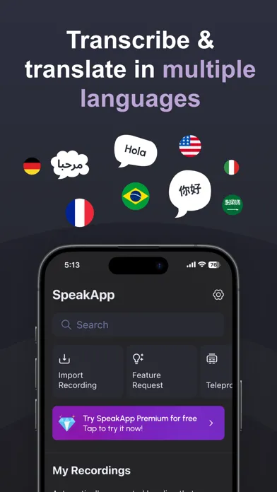 SpeakApp AI: Voice Notes Screenshots