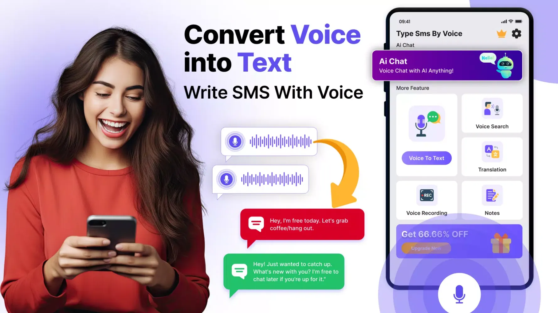 Voice to text: Write by voice Screenshots