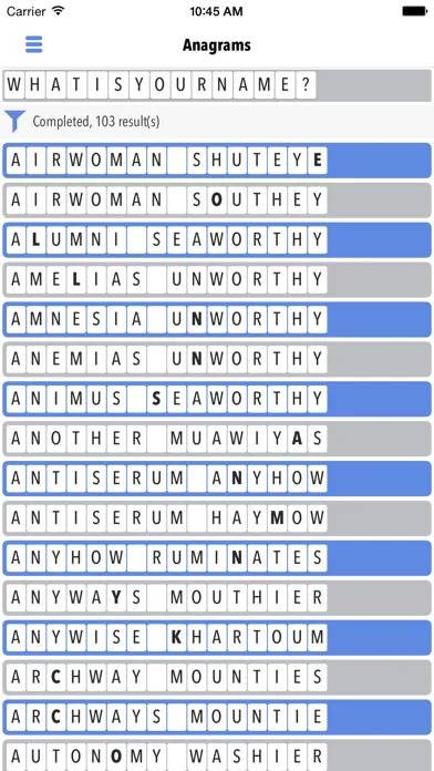 Wordmind Anagrams Screenshots
