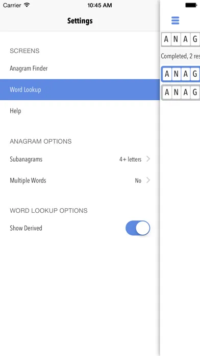 Wordmind Anagrams Screenshots